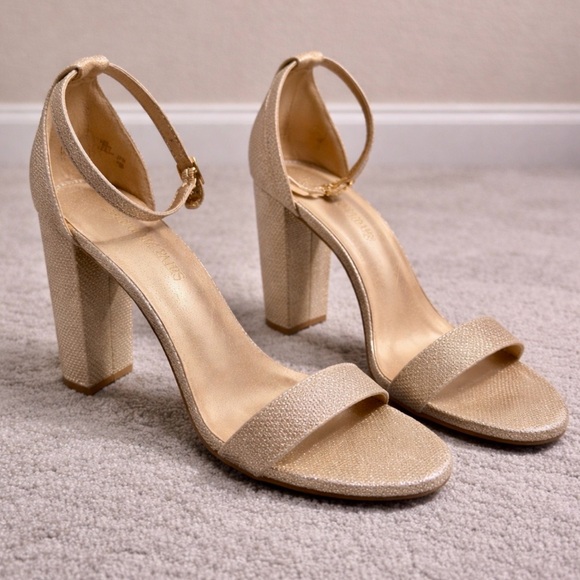 Dream Pairs Gold Glitter Hi-Chunk Block Heel Sandals - 8.5 - Picture 3 of 10